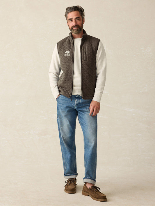 Far Hills x Faherty Quilted Fleece Vest in Mountain Branch Heather