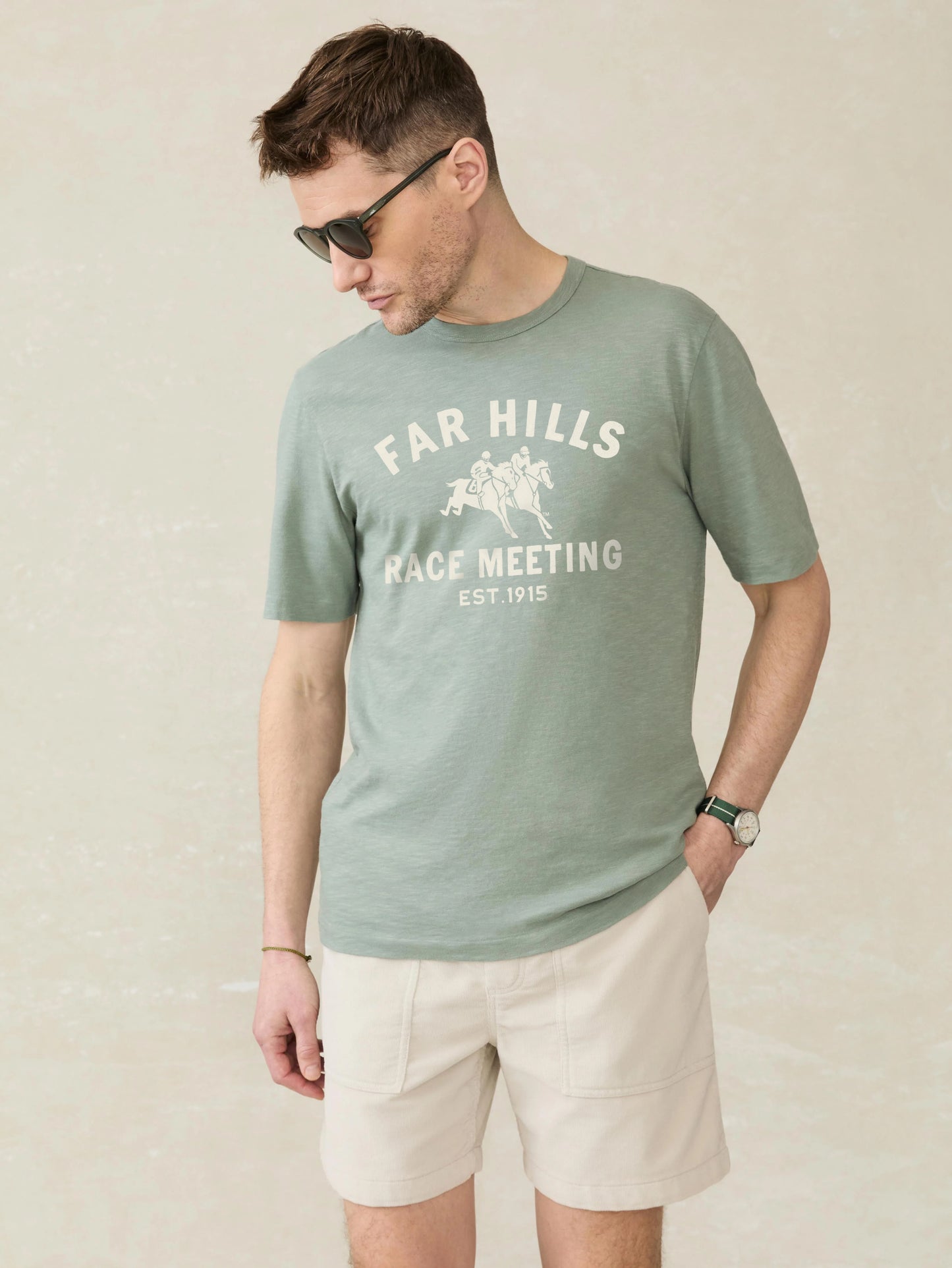 Far Hills x Faherty Sunwashed Crew Tee in Sage Creek